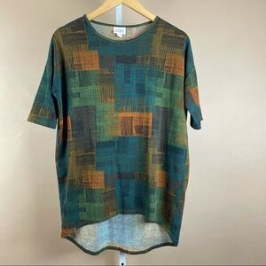 LuLaRoe Size XXS Abstract Earth Tones Fall Colors Irma Oversized Longline Tunic